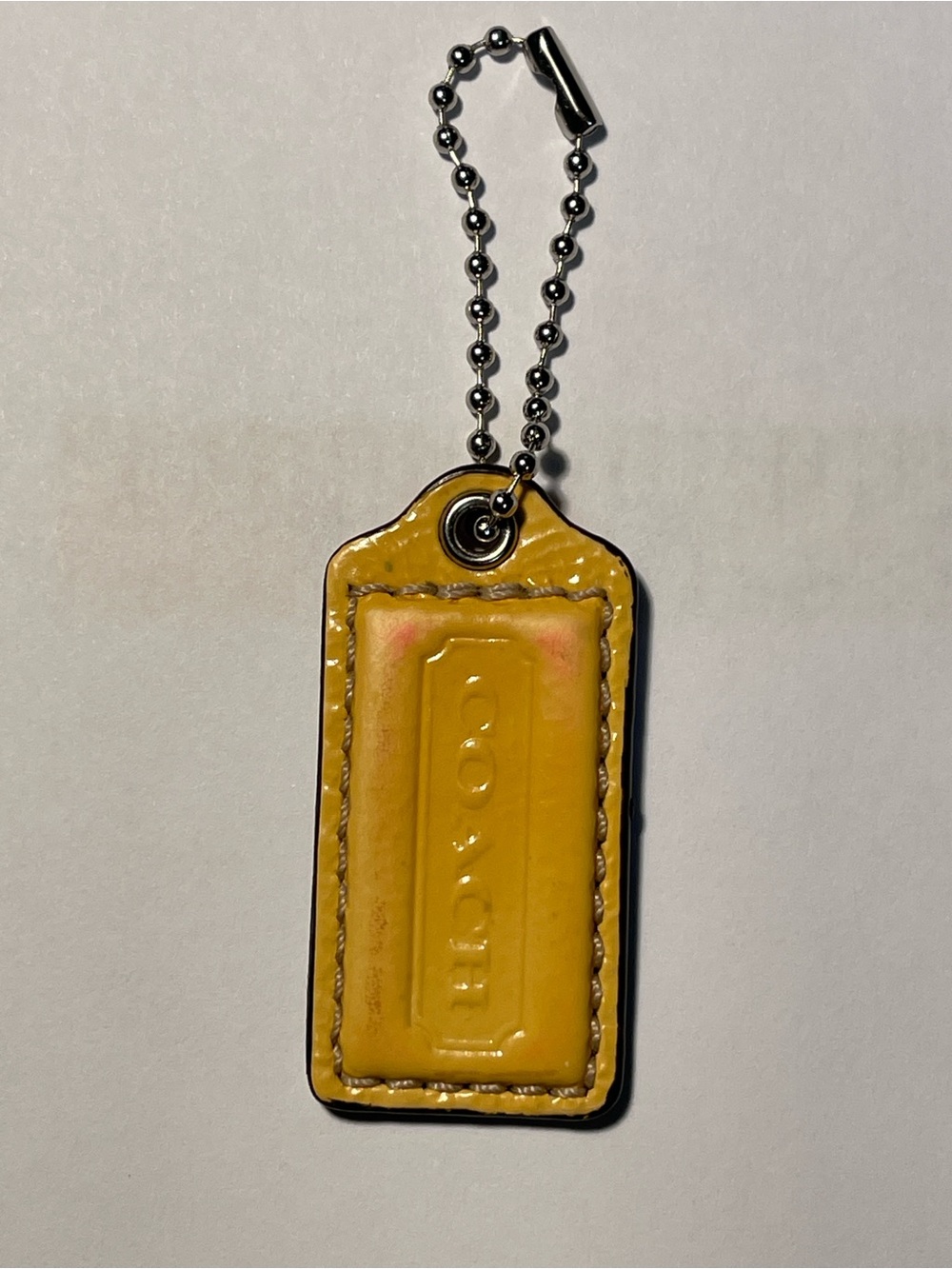 Coach Yellow Patent Leather Hang Tag with Ball Chain